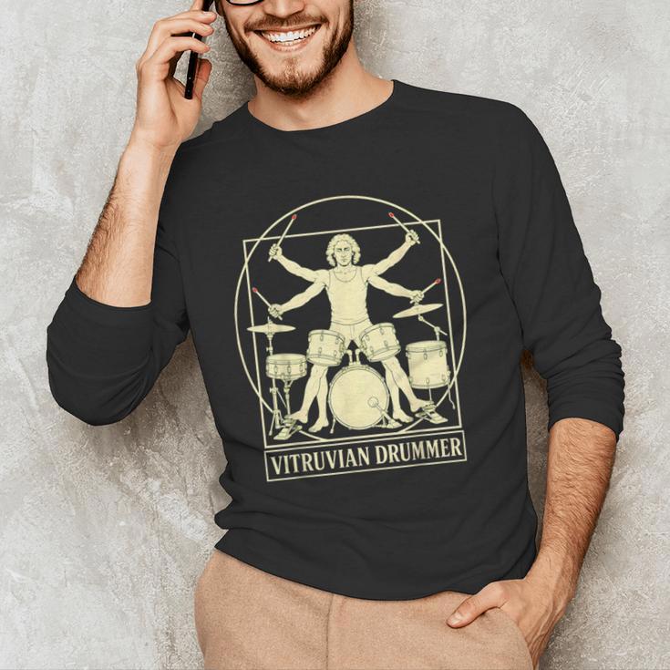 Vitruvian Drummer Drum Kit Music Lover Musician Men Men's Long Sleeve T-Shirt Vitruvian Drummer Drum Kit Music Lover Musician Men Men's Long Sleeve T-Shirt