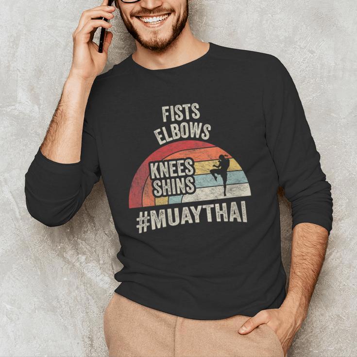 Women's Retro Muay Thai Martial Arts Fighter Graphic Men's Long Sleeve T-Shirt Women's Retro Muay Thai Martial Arts Fighter Graphic Men's Long Sleeve T-Shirt