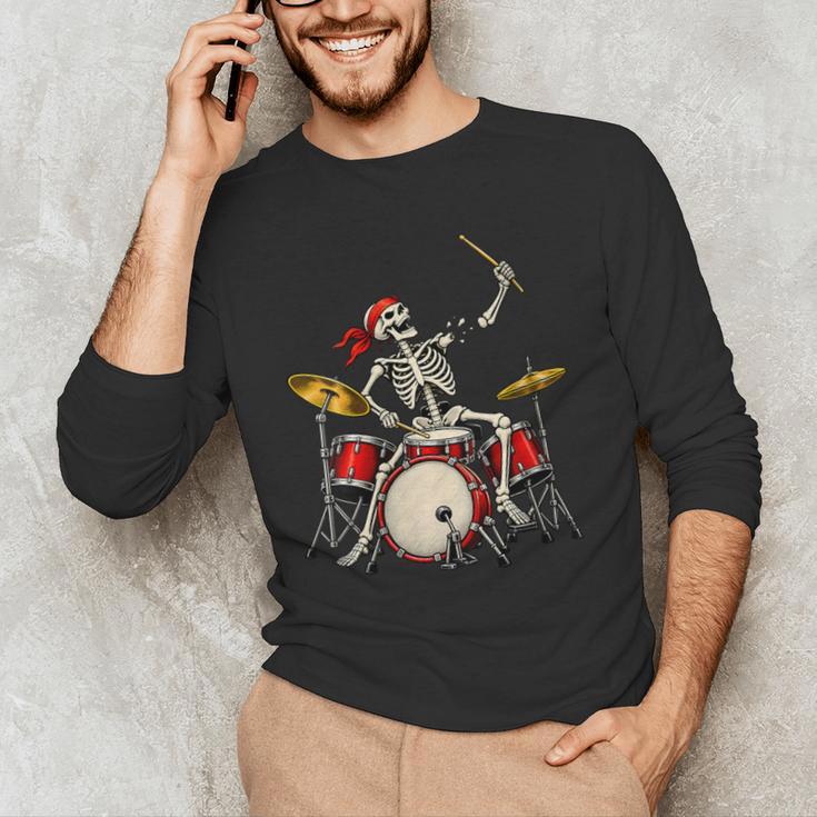 Women's Skeleton Drummer Skull Drum Kit Halloween Men's Long Sleeve T-Shirt Women's Skeleton Drummer Skull Drum Kit Halloween Men's Long Sleeve T-Shirt