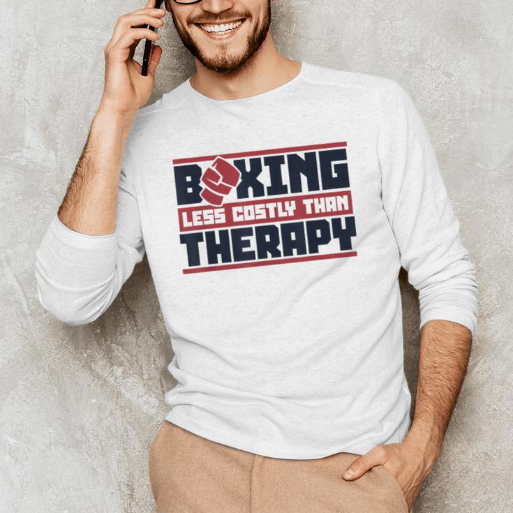 Boxing Less Costly Than Therapy Muay Thai Boxing Men's Long Sleeve T-Shirt Boxing Less Costly Than Therapy Muay Thai Boxing Men's Long Sleeve T-Shirt