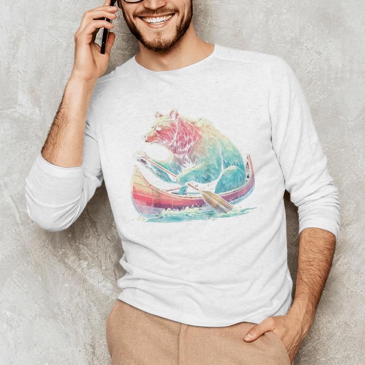 Canoe Bear Canoeing Raglan Baseball Tee Men's Long Sleeve T-Shirt Canoe Bear Canoeing Raglan Baseball Tee Men's Long Sleeve T-Shirt