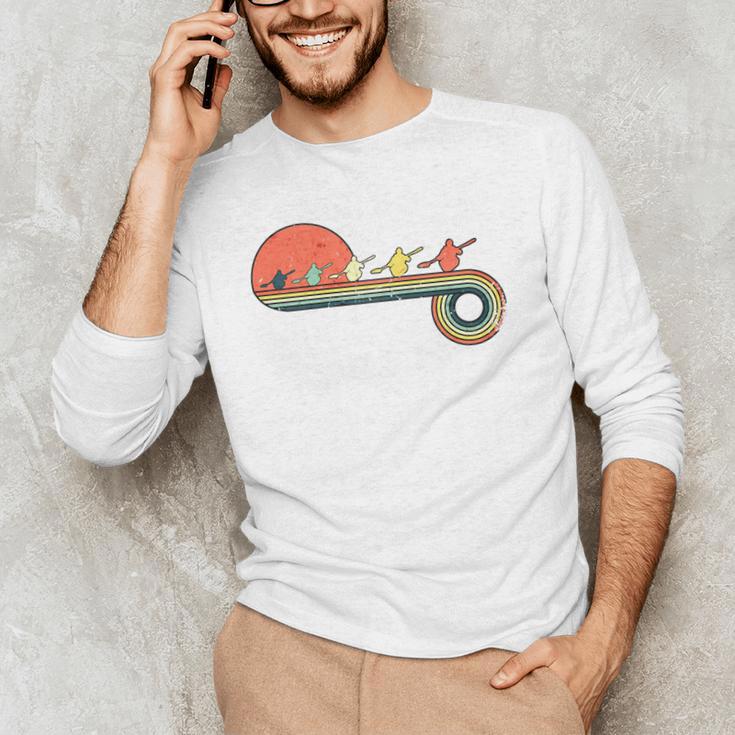 Canoe Retro Vintage Sunset Rainbow Raglan Baseball Tee Men's Long Sleeve T-Shirt