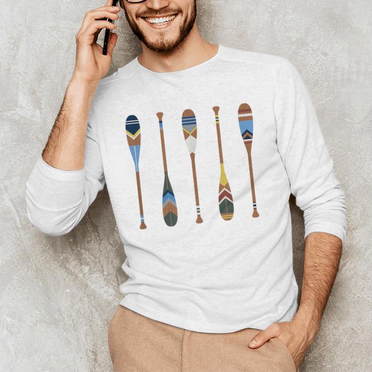 Colorful Painted Oars Paddle Nautical CanoeShirt Men's Long Sleeve T-Shirt Colorful Painted Oars Paddle Nautical CanoeShirt Men's Long Sleeve T-Shirt