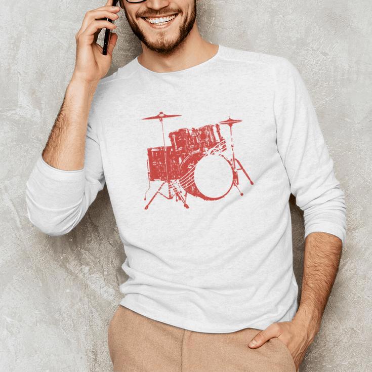 Drum Kit Drummer Band Musical Instrument Rock Music Men's Long Sleeve T-Shirt