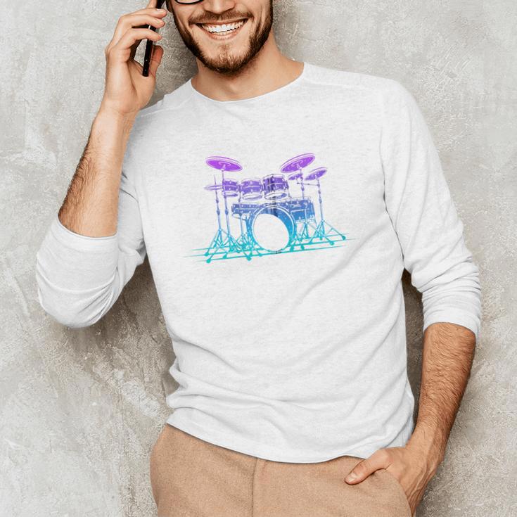 Drum Kit Set Drummer Zip Men's Long Sleeve T-Shirt Drum Kit Set Drummer Zip Men's Long Sleeve T-Shirt