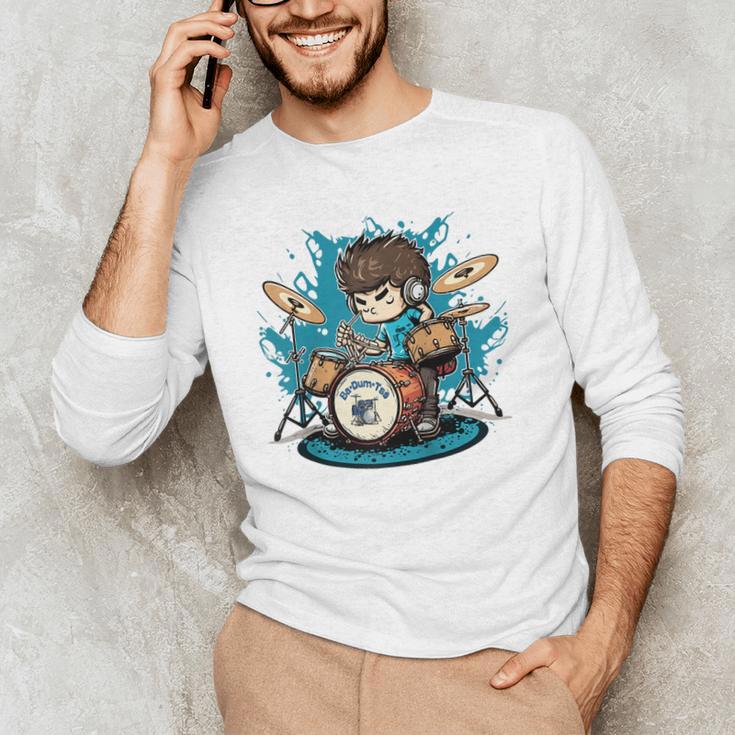 Drum Set Drumming Drummers Drum Kits Music Raglan Baseball Tee Men's Long Sleeve T-Shirt