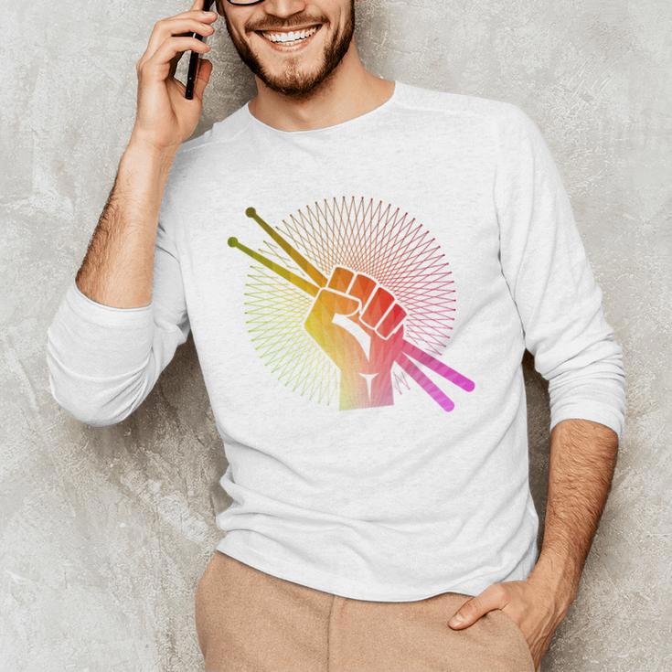 Drummer Drumsticks Fist Drum Kit Sweatshirt Men's Long Sleeve T-Shirt Drummer Drumsticks Fist Drum Kit Sweatshirt Men's Long Sleeve T-Shirt