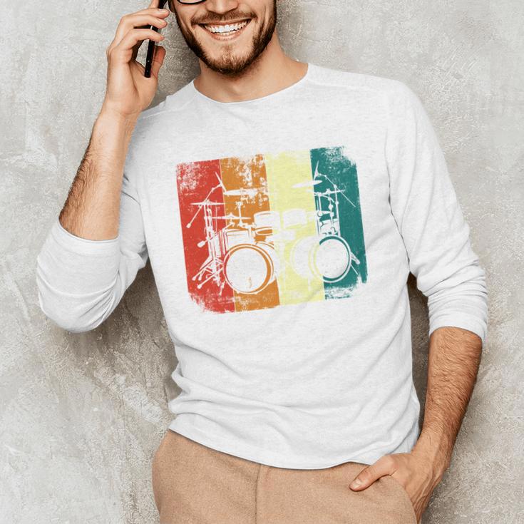 Drumset Cool Retro Vintage Drum Kit Drummer Music Percussion Men's Long Sleeve T-Shirt Drumset Cool Retro Vintage Drum Kit Drummer Music Percussion Men's Long Sleeve T-Shirt