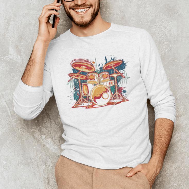 Dynamic Drum Kit For Drummers And Rock Music Lovers Sweatshirt Men's Long Sleeve T-Shirt Dynamic Drum Kit For Drummers And Rock Music Lovers Sweatshirt Men's Long Sleeve T-Shirt