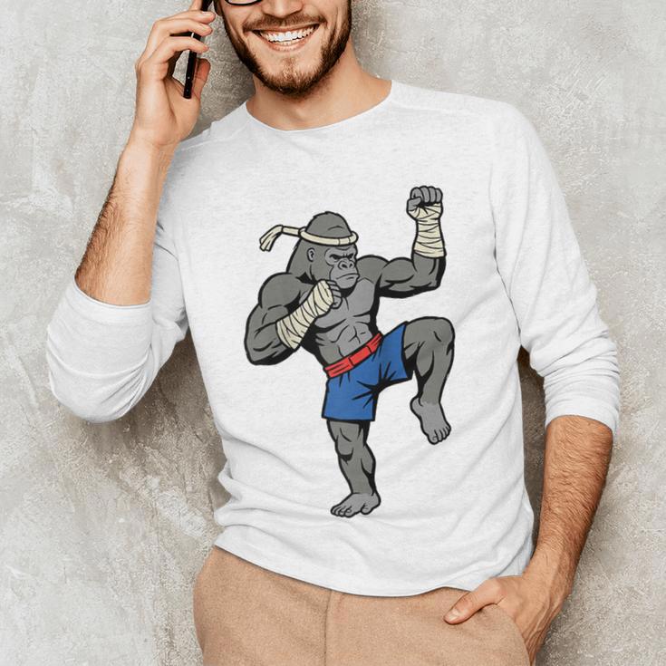 Gorilla Muay Thai Combat Sport Fighter Martial Arts 8 Limbs Raglan Baseball Tee Men's Long Sleeve T-Shirt Gorilla Muay Thai Combat Sport Fighter Martial Arts 8 Limbs Raglan Baseball Tee Men's Long Sleeve T-Shirt