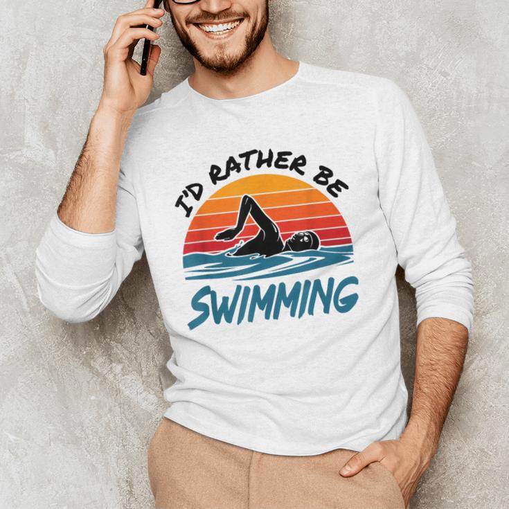I'd Rather Be Swimming Retro Swim Swimmer Men's Long Sleeve T-Shirt I'd Rather Be Swimming Retro Swim Swimmer Men's Long Sleeve T-Shirt