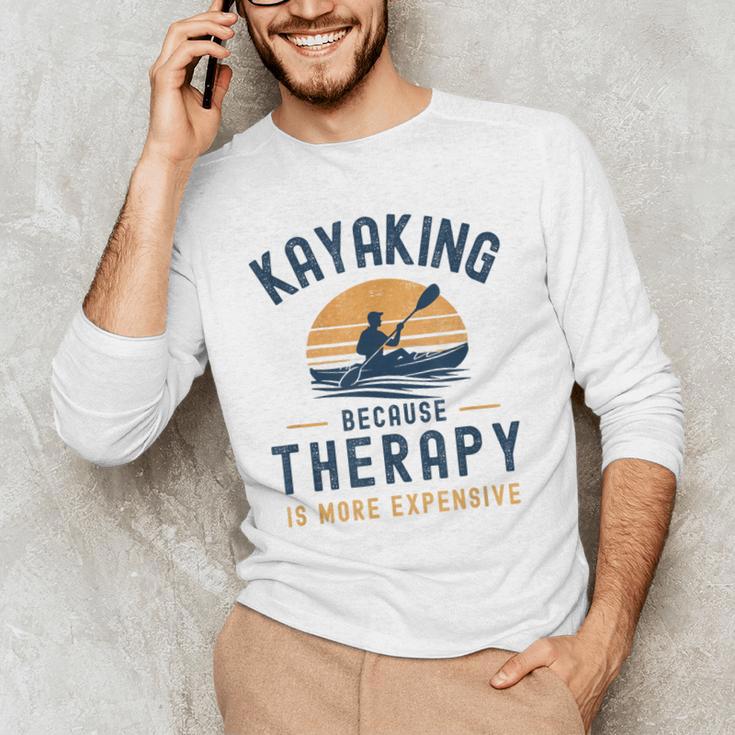 Kayaking Therapy Kayaker Canoe Paddle Lake River Men's Long Sleeve T-Shirt Kayaking Therapy Kayaker Canoe Paddle Lake River Men's Long Sleeve T-Shirt