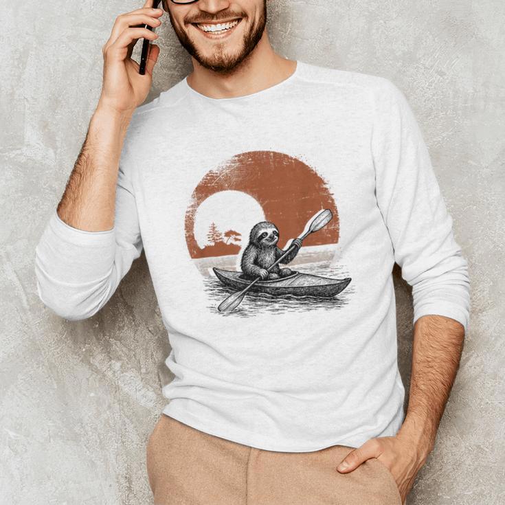 Kayaking Sloth Kayak Kayaker Canoe Paddling Men's Long Sleeve T-Shirt