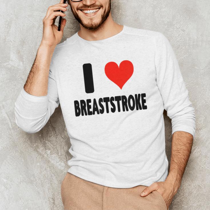 I Love Breaststroke Heart Swim Swimmer Pool Swimming Men's Long Sleeve T-Shirt I Love Breaststroke Heart Swim Swimmer Pool Swimming Men's Long Sleeve T-Shirt