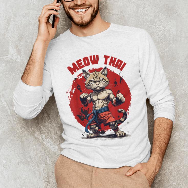 Meow Thai Funny Muay Thai And Cats Lover Men's Long Sleeve T-Shirt Meow Thai Funny Muay Thai And Cats Lover Men's Long Sleeve T-Shirt