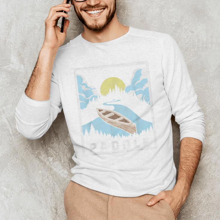 Paddle Retro Style Canoe & Outdoors Simple Canoeing Graphic Men's Long Sleeve T-Shirt