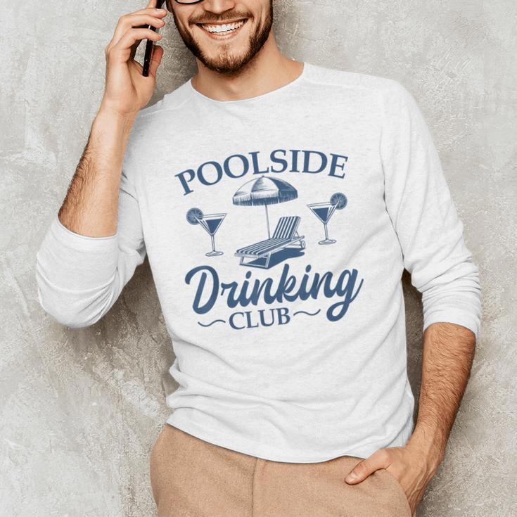Pool Adult Poolside Drinking Club Summer Swimming Pool Party Men's Long Sleeve T-Shirt Pool Adult Poolside Drinking Club Summer Swimming Pool Party Men's Long Sleeve T-Shirt