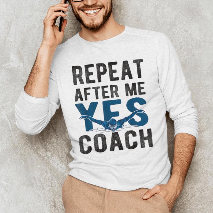 Repeat Yes Swim Coach Swimming Coach Men's Long Sleeve T-Shirt Repeat Yes Swim Coach Swimming Coach Men's Long Sleeve T-Shirt