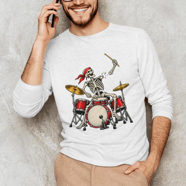 Skeleton Drummer Skull Drum Kit Halloween Men's Long Sleeve T-Shirt Skeleton Drummer Skull Drum Kit Halloween Men's Long Sleeve T-Shirt