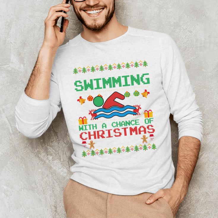 Swimming Christmas Party Swim Swimmer Christmas Ugly Style Men's Long Sleeve T-Shirt Swimming Christmas Party Swim Swimmer Christmas Ugly Style Men's Long Sleeve T-Shirt