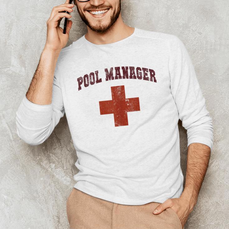 Swimming Pool Manager Beach Vacay Lifeguards Swim Cruise Men's Long Sleeve T-Shirt Swimming Pool Manager Beach Vacay Lifeguards Swim Cruise Men's Long Sleeve T-Shirt