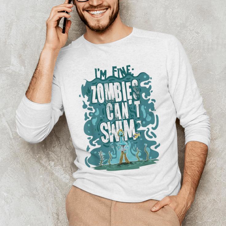 Swimming Quote Zombies Can't Swim For Swimmer Men's Long Sleeve T-Shirt