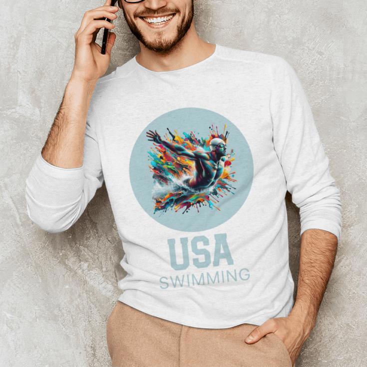 SWIMMING SPORT COMPETITIVE SWIM Men's Long Sleeve T-Shirt SWIMMING SPORT COMPETITIVE SWIM Men's Long Sleeve T-Shirt