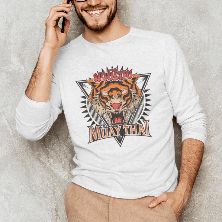 Tigar Muay Thai MMA Vintage Kickboxing Training Men's Long Sleeve T-Shirt