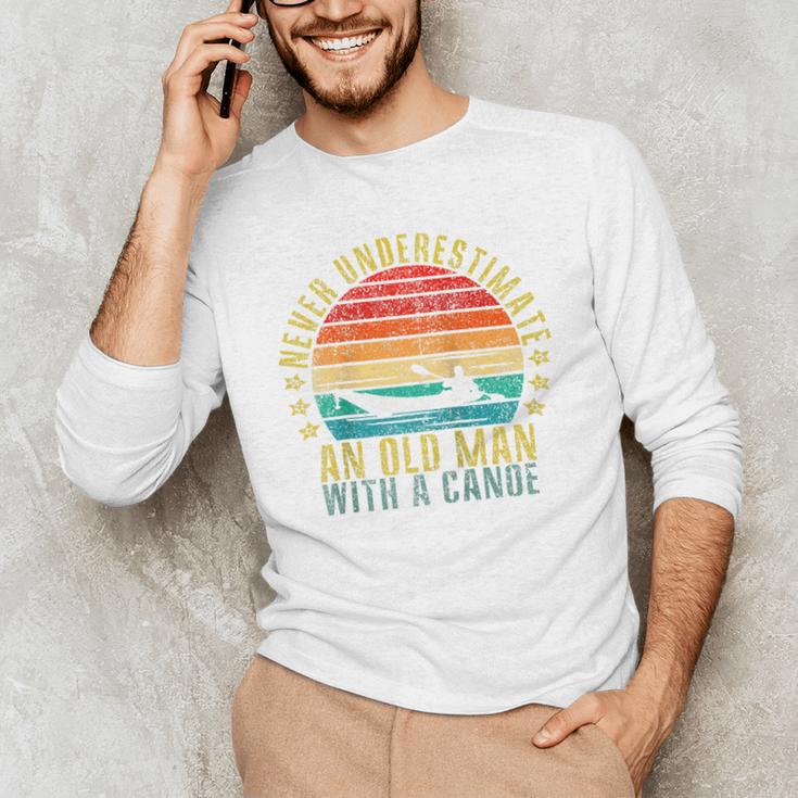 Never Underestimate An Old Man With a Canoe Retro Raglan Baseball Tee Men's Long Sleeve T-Shirt