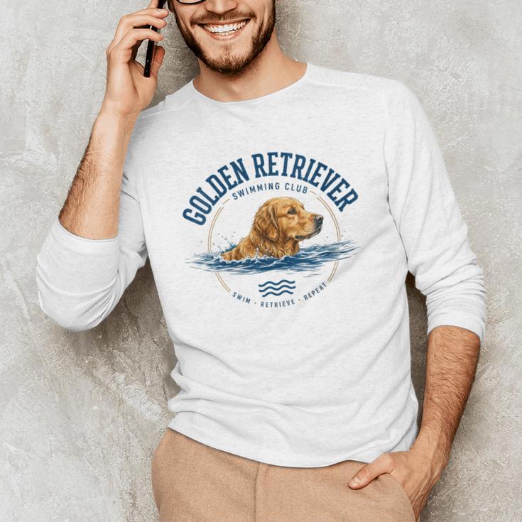 Women's Golden Retriever Swimming Men's Long Sleeve T-Shirt Women's Golden Retriever Swimming Men's Long Sleeve T-Shirt