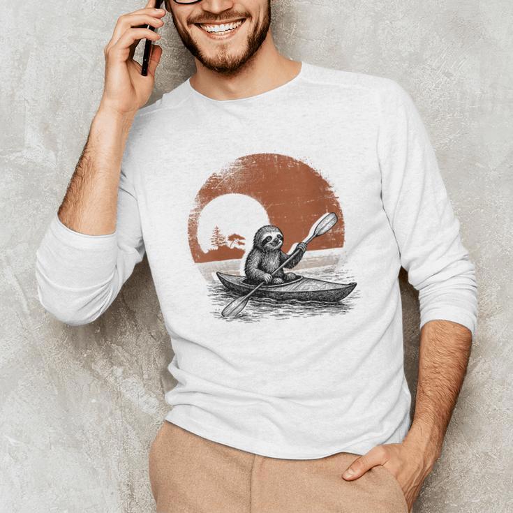 Women's Kayaking Sloth Kayak Kayaker Canoe Paddling Men's Long Sleeve T-Shirt Women's Kayaking Sloth Kayak Kayaker Canoe Paddling Men's Long Sleeve T-Shirt