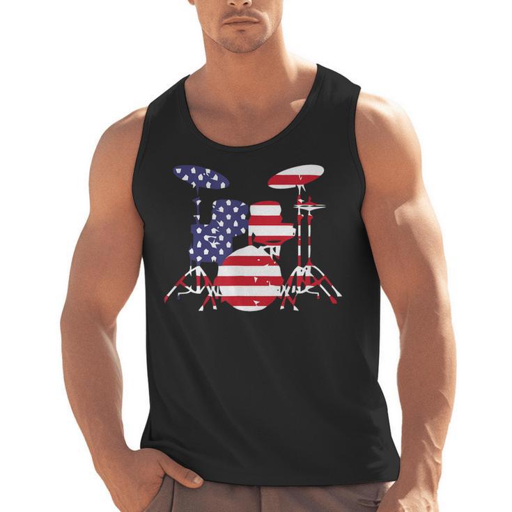 American Flag Drum Kit Patriotic US Drum Art Men Tank Top