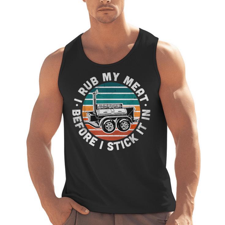 BBQ Dad Offset Smoker Pit Accessory I Rub My Meat Text Men Tank Top, trending gift