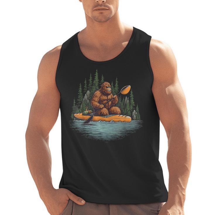 Bigfoot Kayak Paddling Lake Canoe Bigfoot Sasquatch Kayaking Men Tank Top