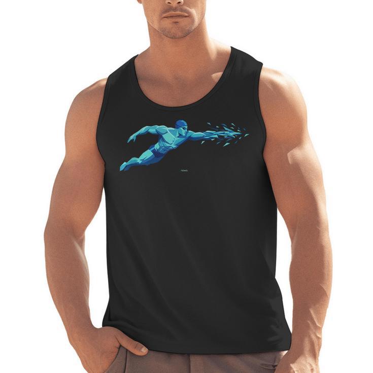 Blue Water Swimming In Freestyle Stroke Men Tank Top