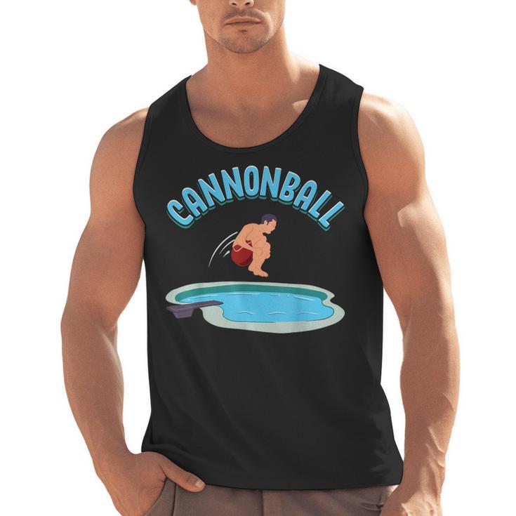 Cannonball Swimming Pool Fun Diving Diver Swimmer Cool Men Tank Top