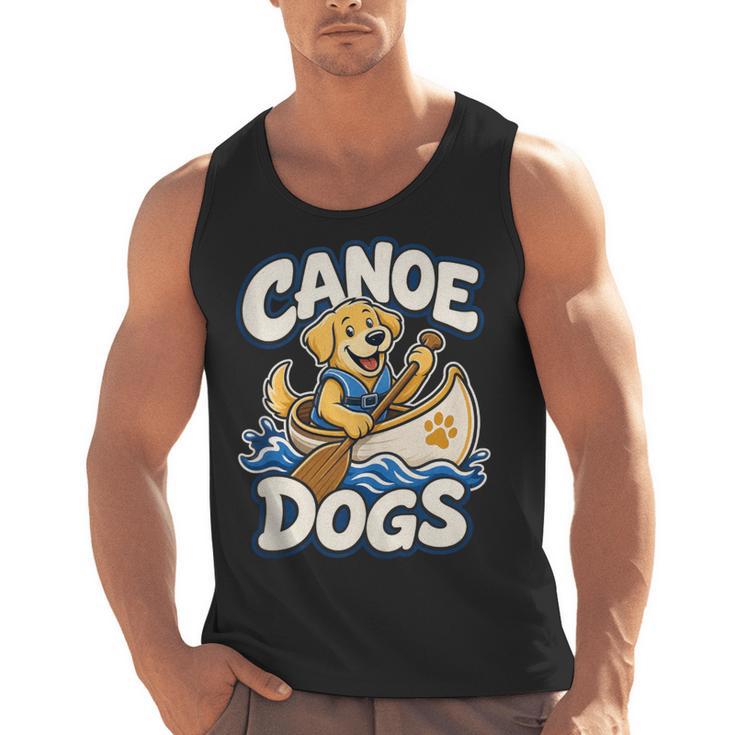 Canoe Dogs Golden Retriever Paddling Graphic Men Tank Top