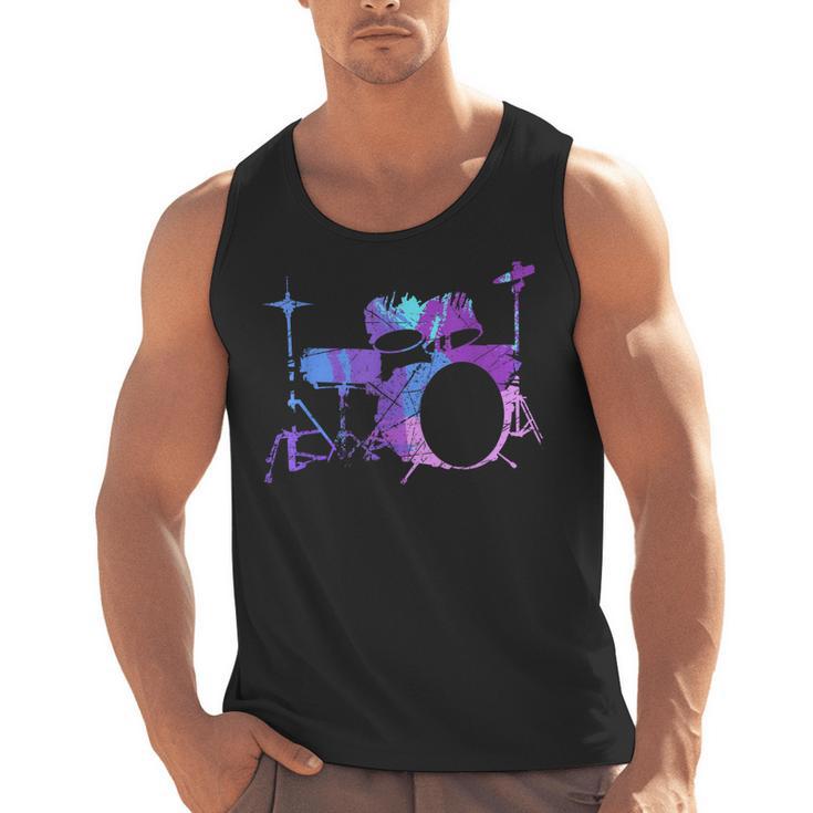 Cool Drum Kit Percussion Vintage Retro Drummer Costume Men Tank Top