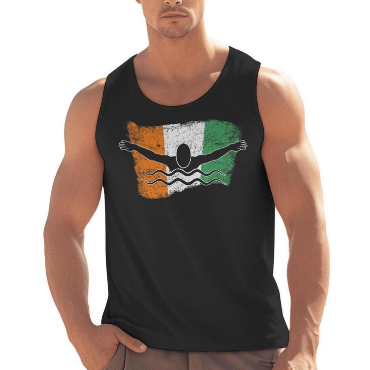 Cool Ireland Flag Vintage Irish Flag Swimmer Fly Swimming Men Tank Top