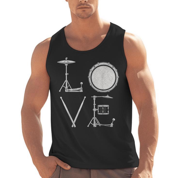 Drum Kit Love Illustration For Music Enthusiasts Men Tank Top