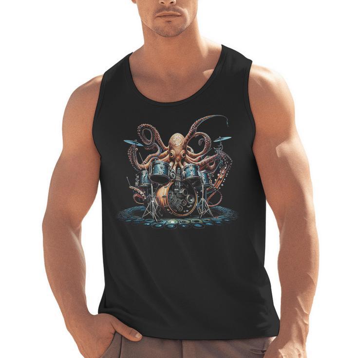 Drum Kit Percussionist Drummer Octopus Playing Drums Men Tank Top