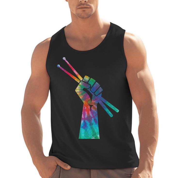 Drummer Drum Kit Tie Dye Hippie Drummer Men Tank Top