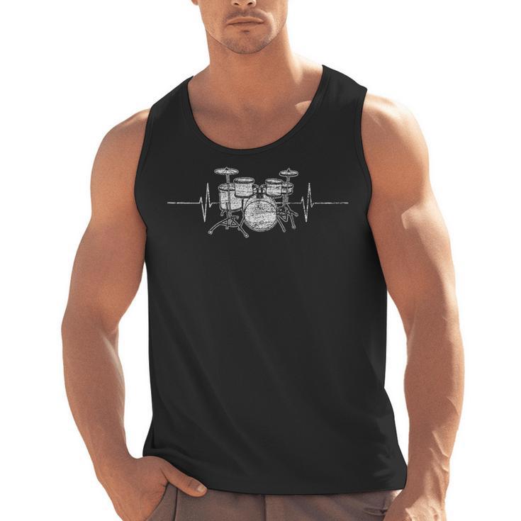 ECG Heartbeat Music Lovers Drumsticks Drum Kit Men Tank Top