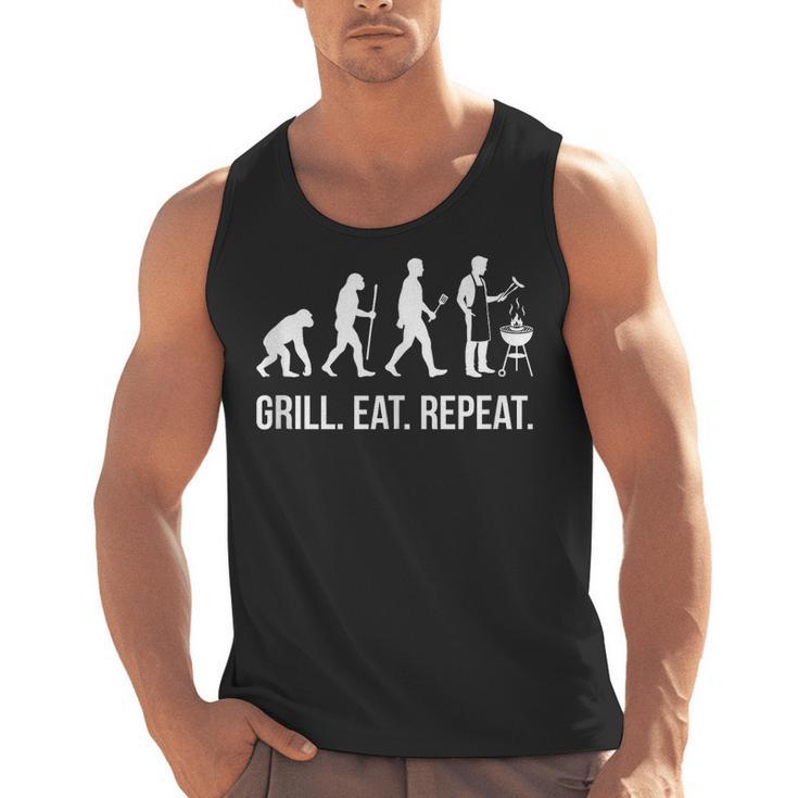 Grill Eat Repeat BBQ Dad Evolution Barbecue Men Tank Top, trending gift