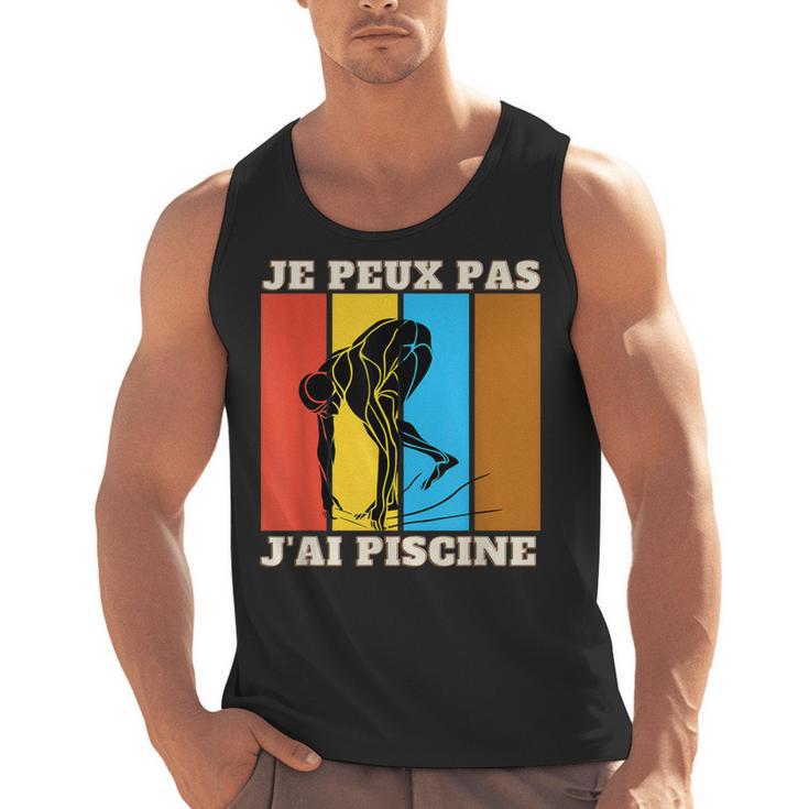 Je Peux Pas J'Ai Piscine Swimming Humour Retro Swimming Pool Men Tank Top