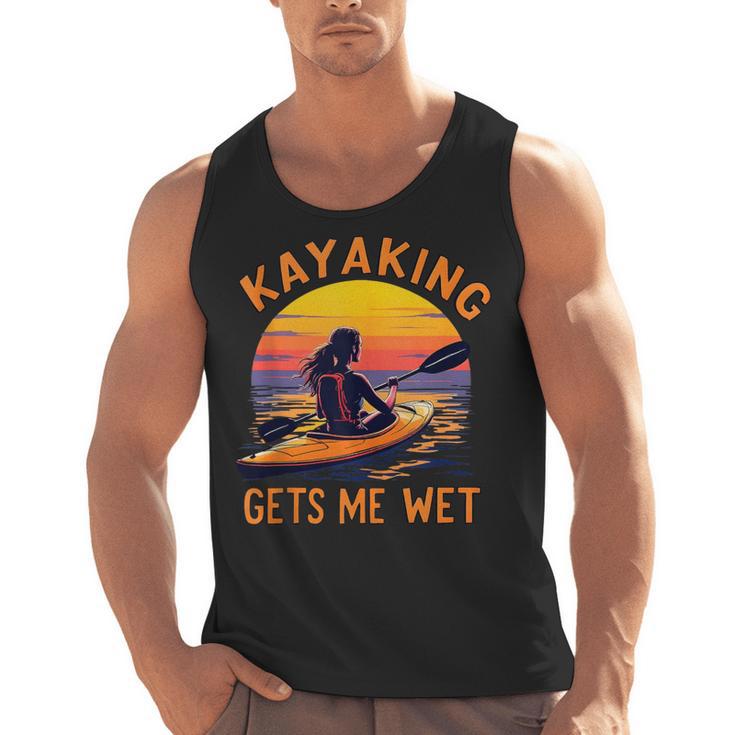 Kayaking Gets Me Wet Kayak Paddling Canoe Adult Joke Sleeveless Men Tank Top