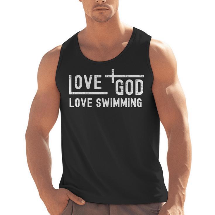 Love God Love Swimming Swim With Jesus For Christian Athlete Men Tank Top