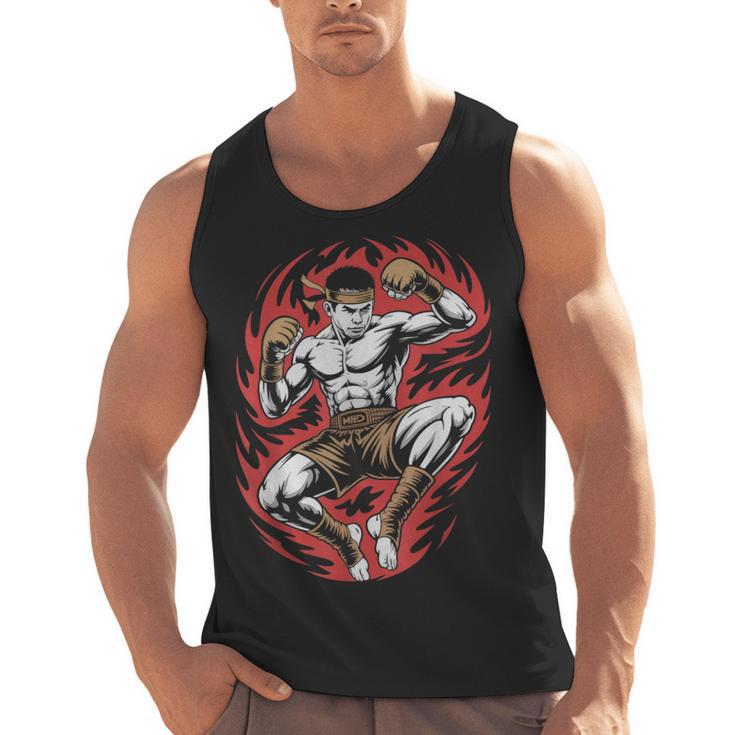 Muay Thai Elbow Strike Silhouette Minimal Clean Sport Men Tank Top