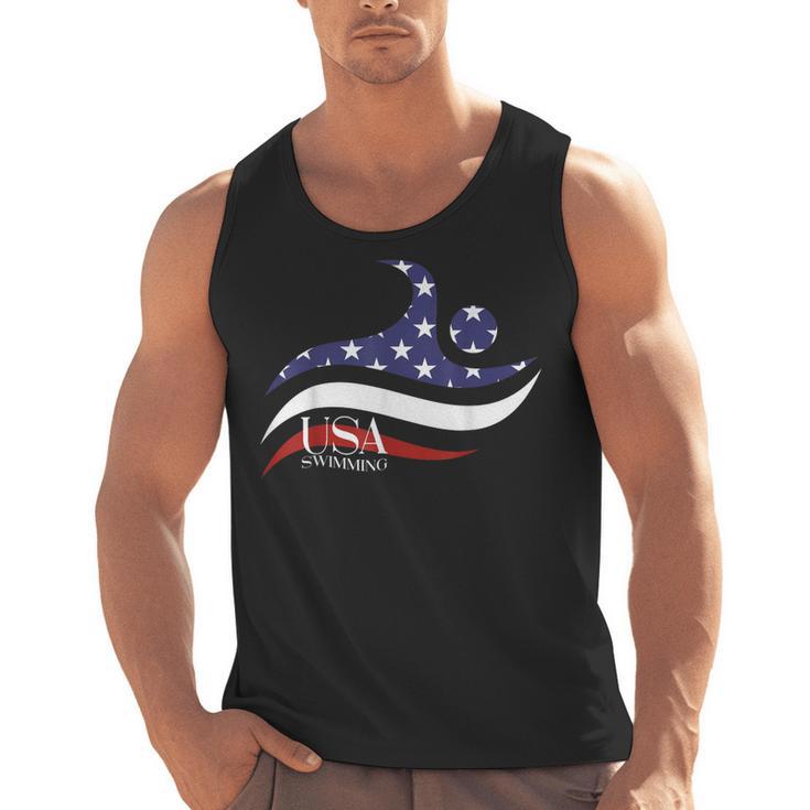 Patriotic American Flag Floating USA Swimming Team Men Tank Top