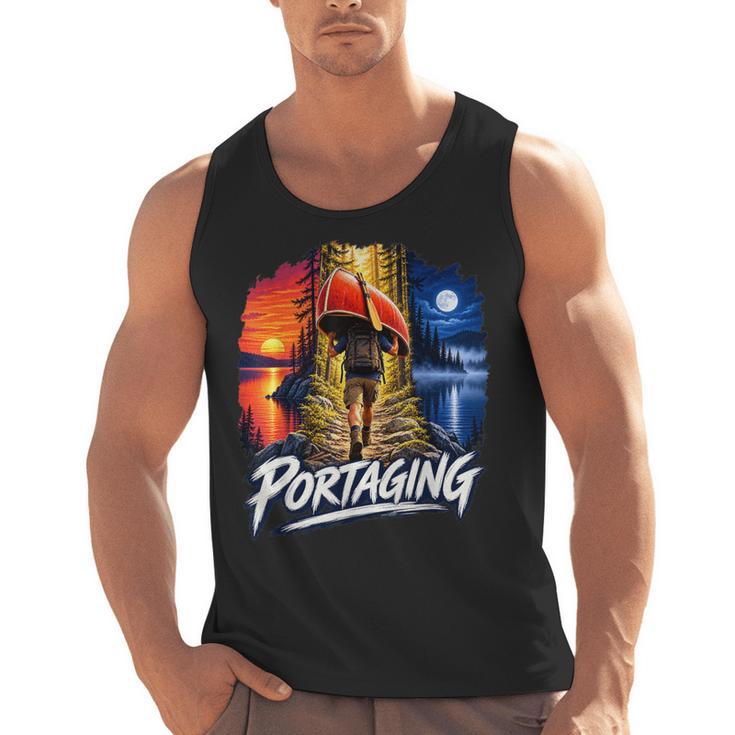 Portaging Canoe Wilderness Adventure Scenic Graphic Men Tank Top